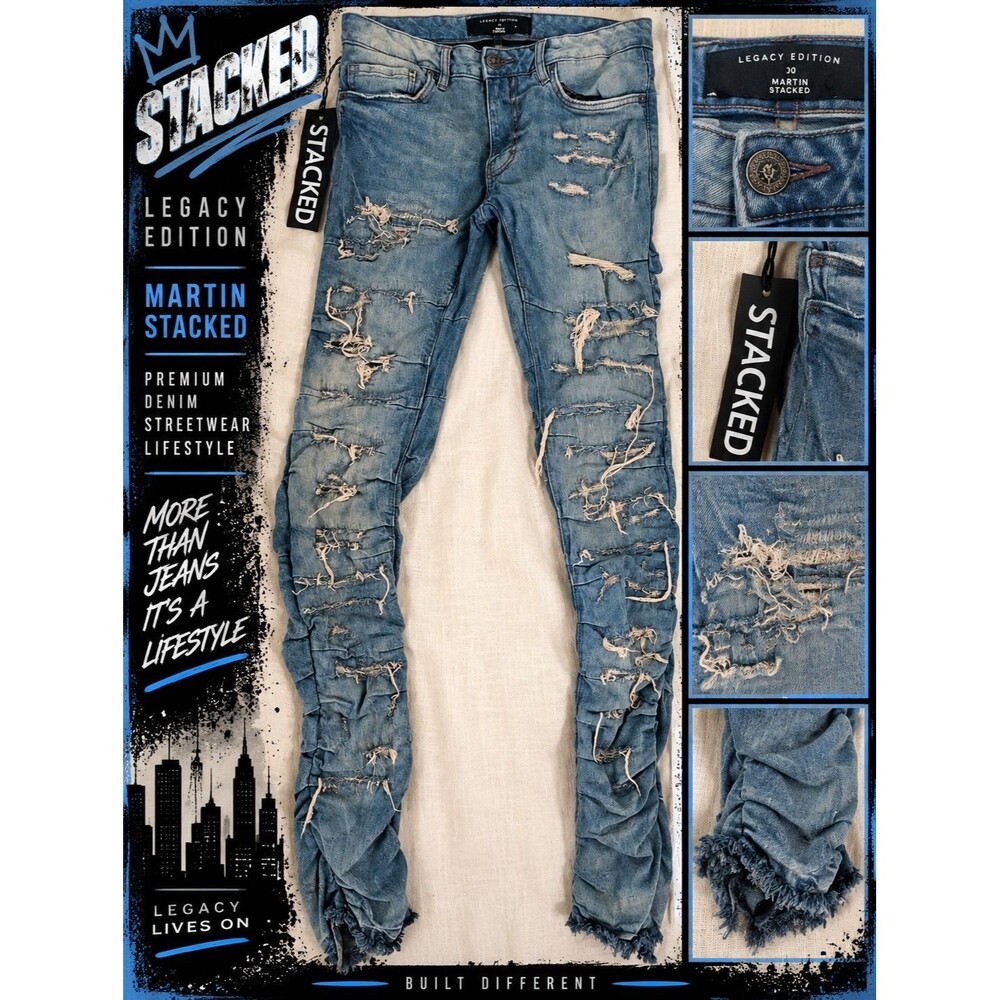JORDAN CRAIG Legacy Edition Martin Jeans 30 Distressed STACKED Denim NWT Street